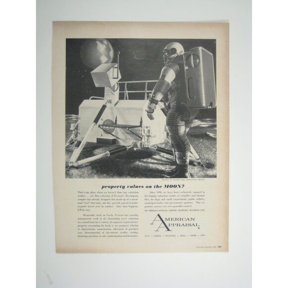 NASA Moon Lander Astronaut Property Values Advertisement Space Explore Print 196 - Picture 1 of 2
